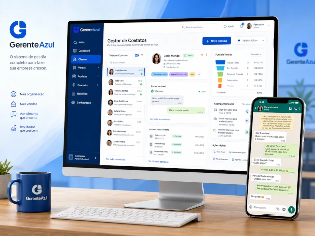 Gerente Azul simplifica seu negócio — CRM, financeiro e PDV integrados